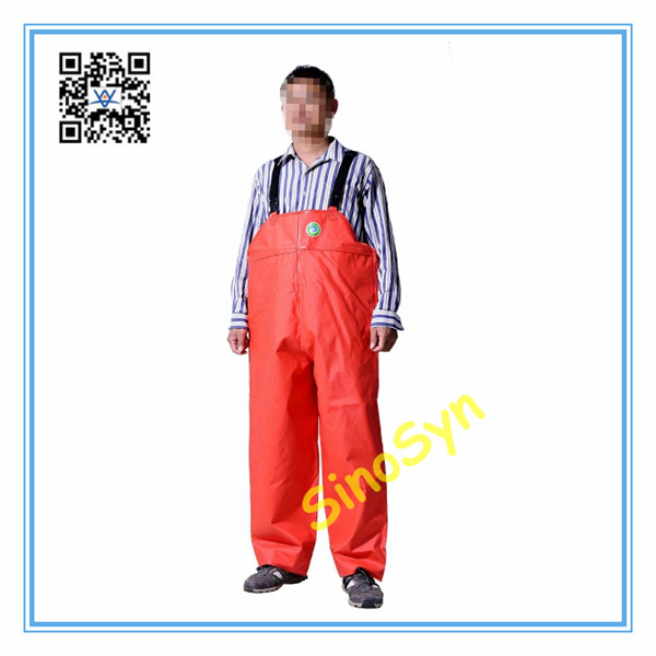 FQ1734 Rubber Safty Chest/ Waist Protective Working Fishery Men Pants Double Sides Orange